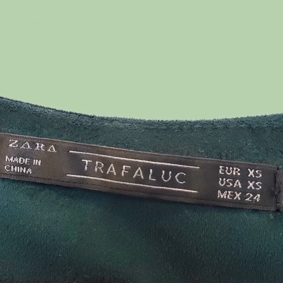 (3) Zara Bundle | Faux Suede Dress Blue Ruffle Top - Picture 4 of 14